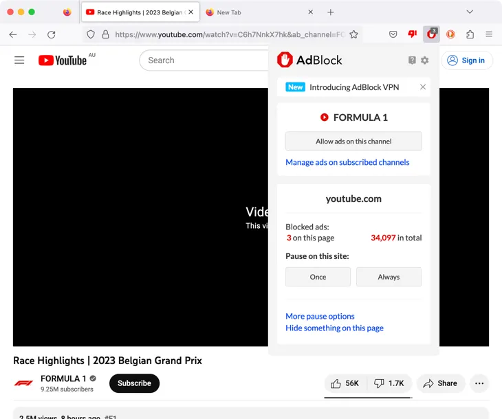 Desactivación de Adblock en YouTube en el navegador Firefox