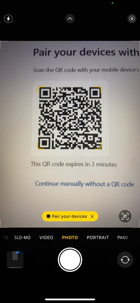 Escaneando un código QR en un iPhone